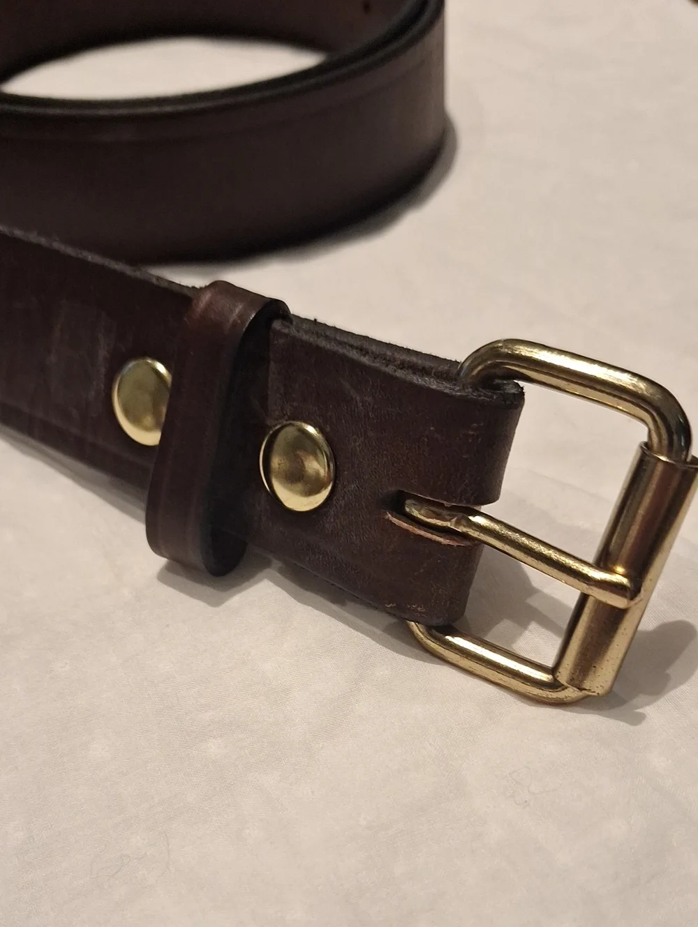 Cherokee Trading Post Classic Men's Brown Leather Belt with Brass Buckle